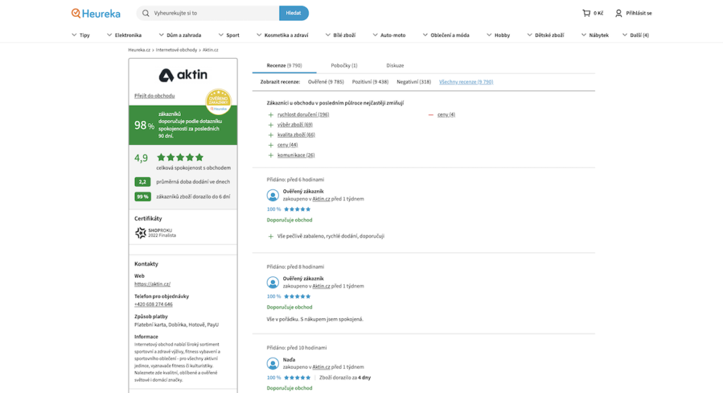 Jaká je hodnocení e-shopu Aktin a značky Vilgain?